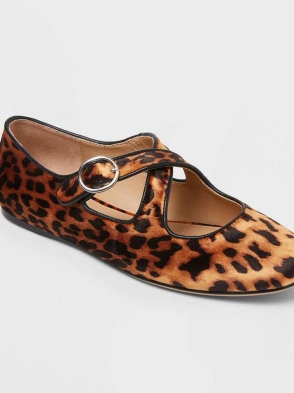 Leopard Print Mary Jane Flats in Brown
